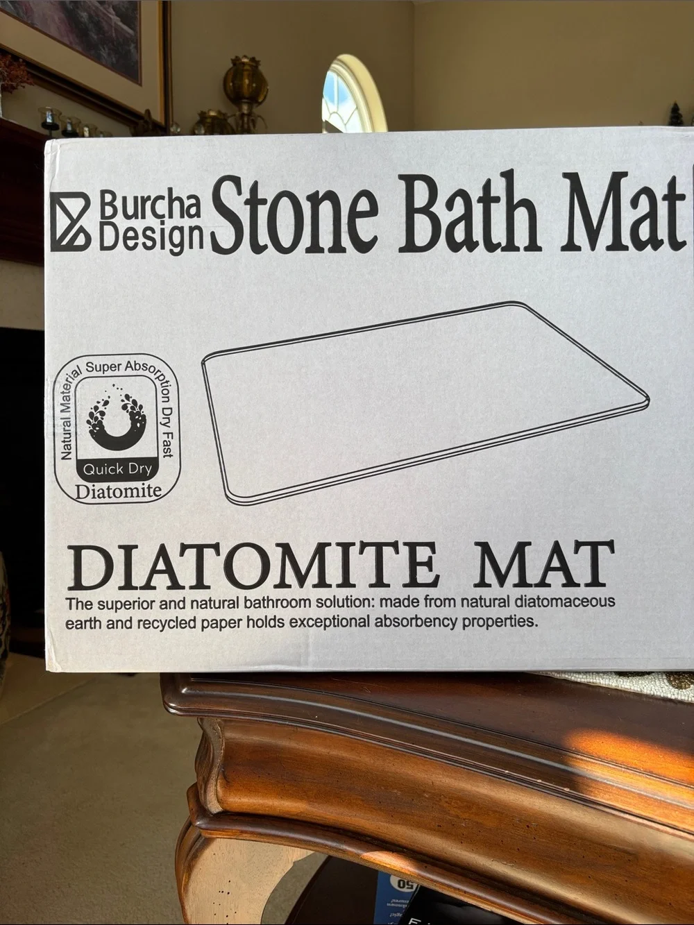 Large Stone Bath Mat Diatomite Non-Slip Natural Gray Absorbent Quick Dry